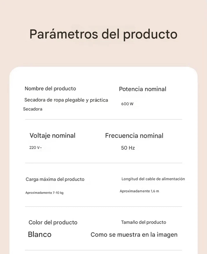 Secadora Ropa Portatil
